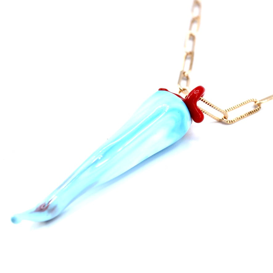 Blue Pimenta Fort Murano sautoir doré à l'or fin - Labelle Ikeya Création Originale - Sautoir