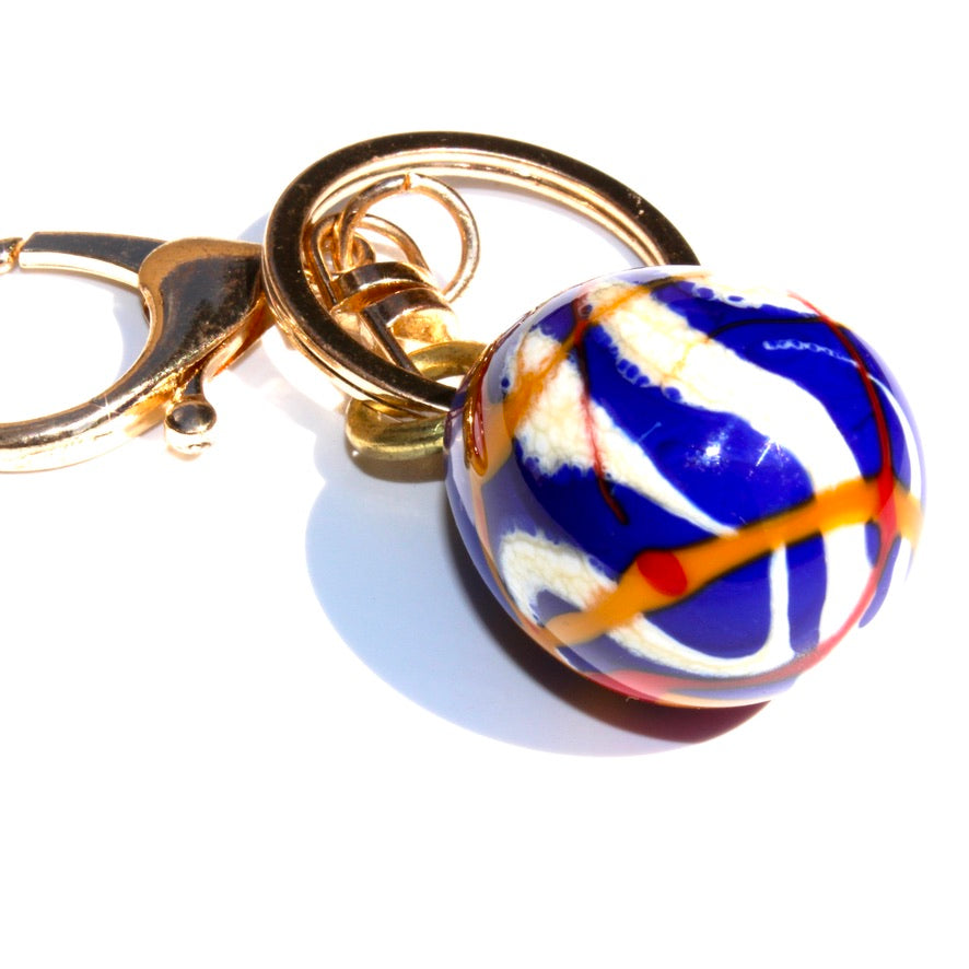 Œuf Entrelacés Multicolores Murano - Labelle Ikeya Création Originale - Porte Clefs Murano