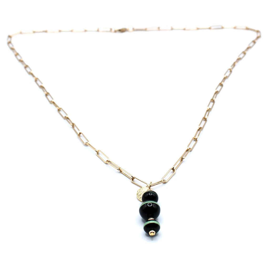 Balla Jo Murano Sautoir Maille Trombone dorée à l'or fin - Labelle Ikeya Création Originale - Sautoir