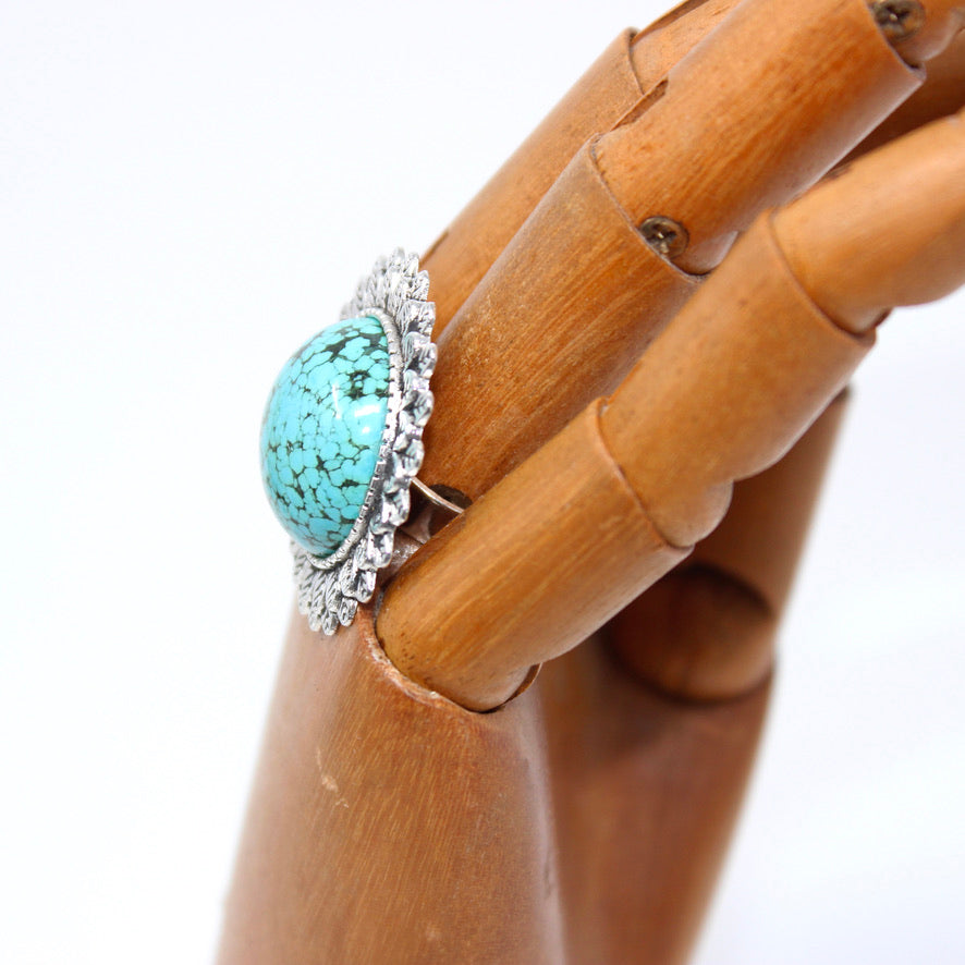 Bague Minérale Turquoise Mouchetée - Labelle Ikeya Création Originale - Bague