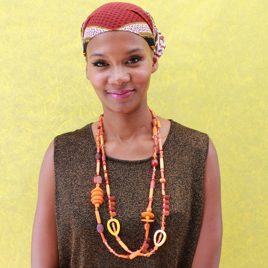 Astria Gypset Orange Round - Labelle Ikeya Création Originale - Sautoir