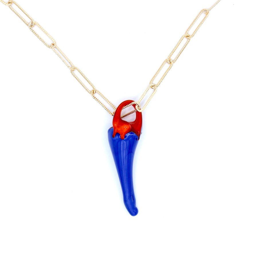 Piment Fort Murano sautoir doré à l'or fin - Labelle Ikeya Création Originale - Sautoir