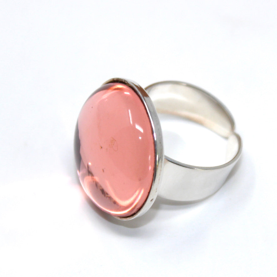 Bague Cristal de Bohème Rose Pink Transparente - Labelle Ikeya Création Originale - Parure