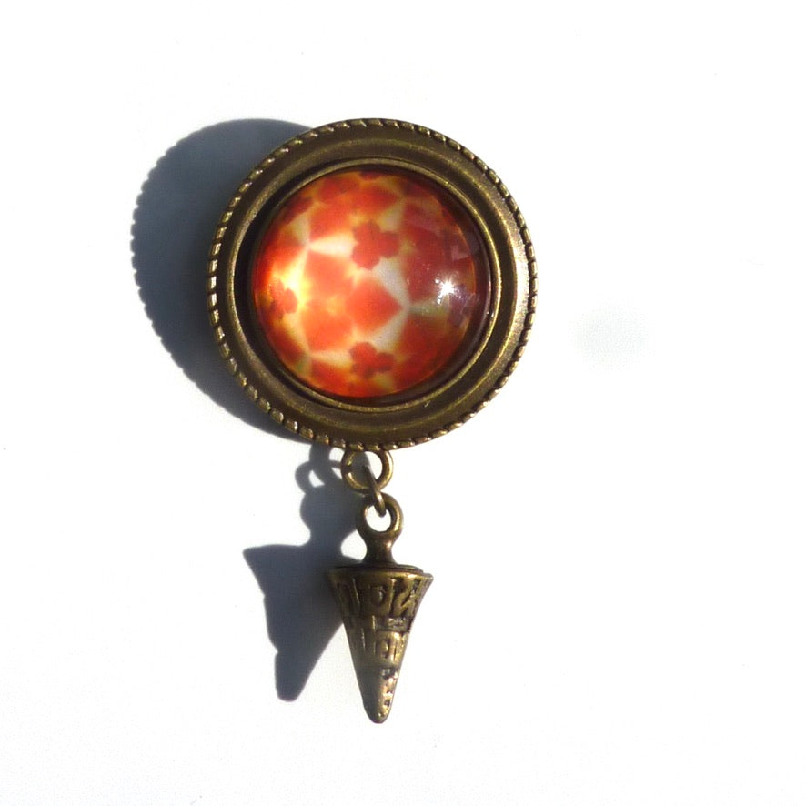 Œillade Fleurie Orange - Labelle Ikeya Création Originale - Broches