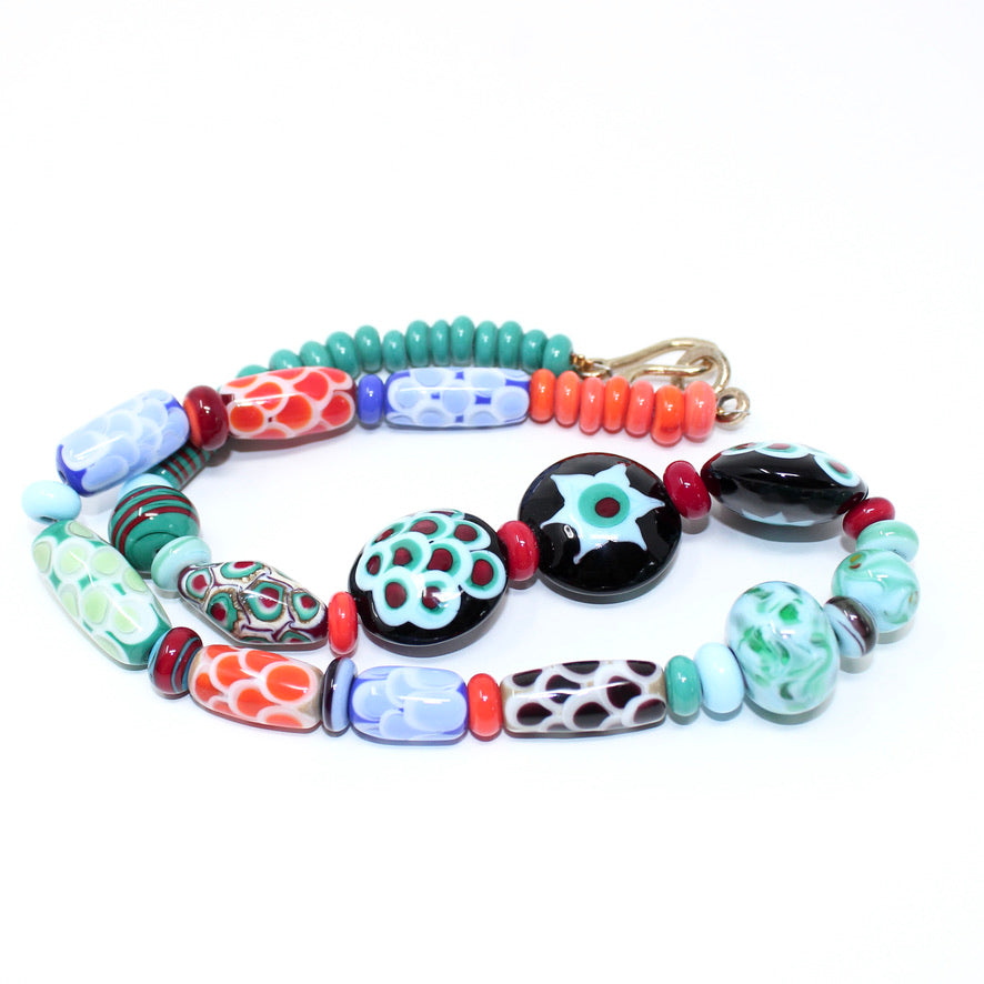 Roue de Paon Collier Prestige Murano - Labelle Ikeya Création Originale - Collier