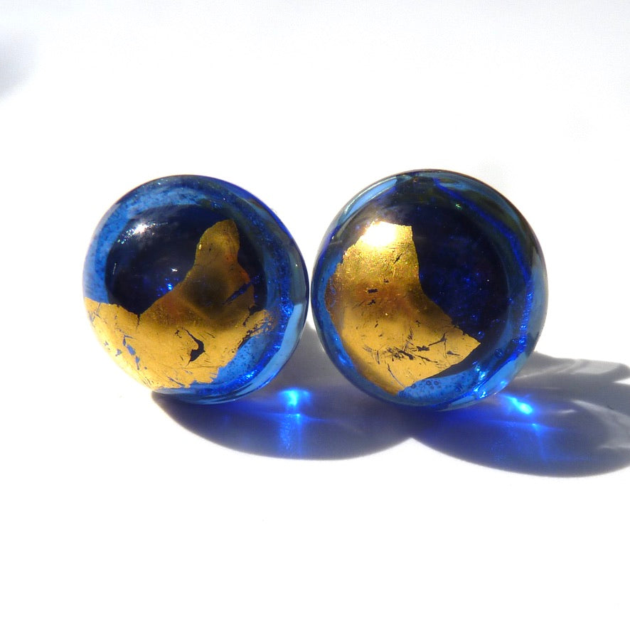 Orion Bleu Murano - Labelle Ikeya Création Originale - Puce d'oreilles