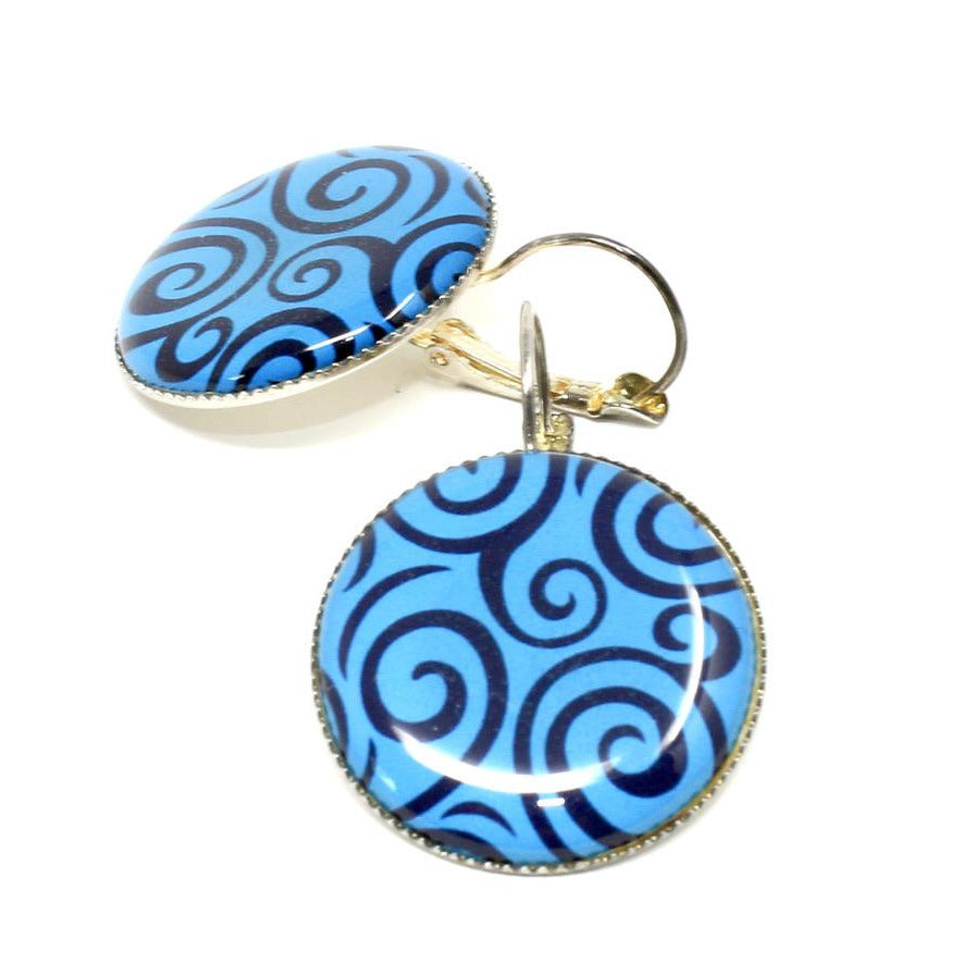 Graphic Spirale Bleue - Labelle Ikeya Création Originale - Boucles d'oreilles