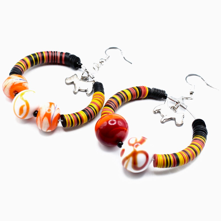 Créoles Asymétriques Heishis Tzyngha Murano - Labelle Ikeya Création Originale - Boucles d'oreilles