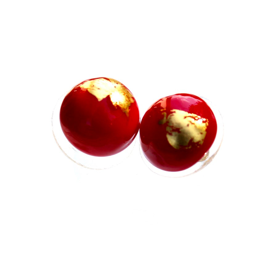 Mini Orion Rouge Opaque - Labelle Ikeya Création Originale - Puce d'oreilles