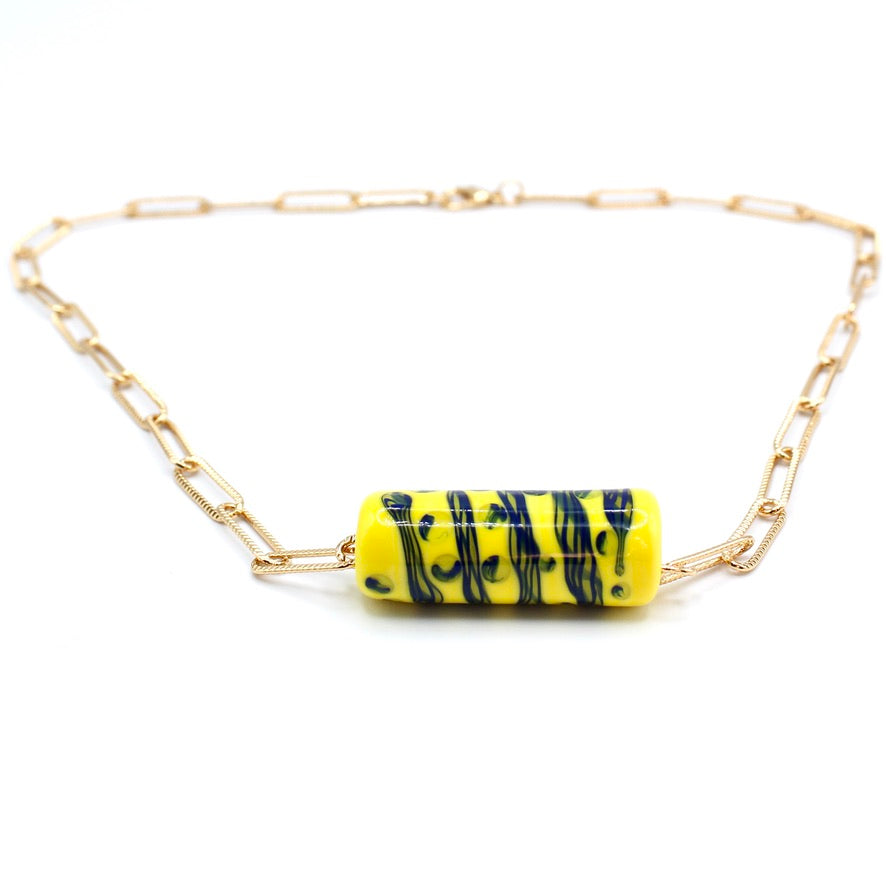 Roula DOWN Murano Ras de cou doré à l'or fin - Labelle Ikeya Création Originale - Collier