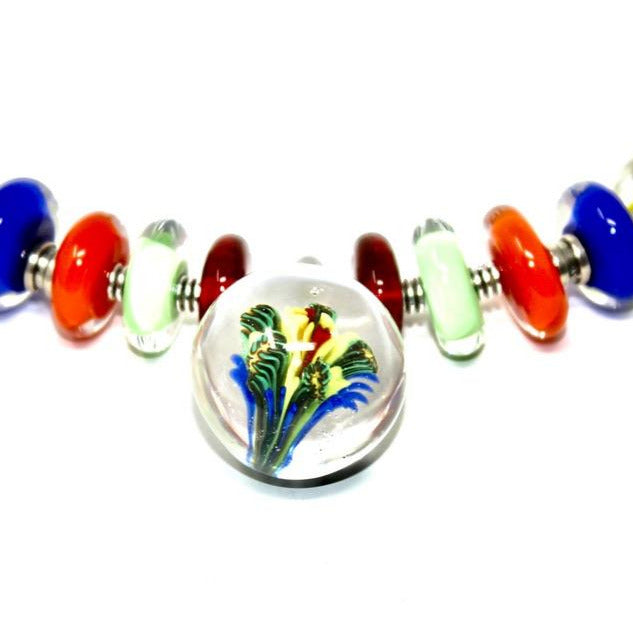 Gerbera Bleu Ras de cou - Labelle Ikeya Création Originale - Ras de cou