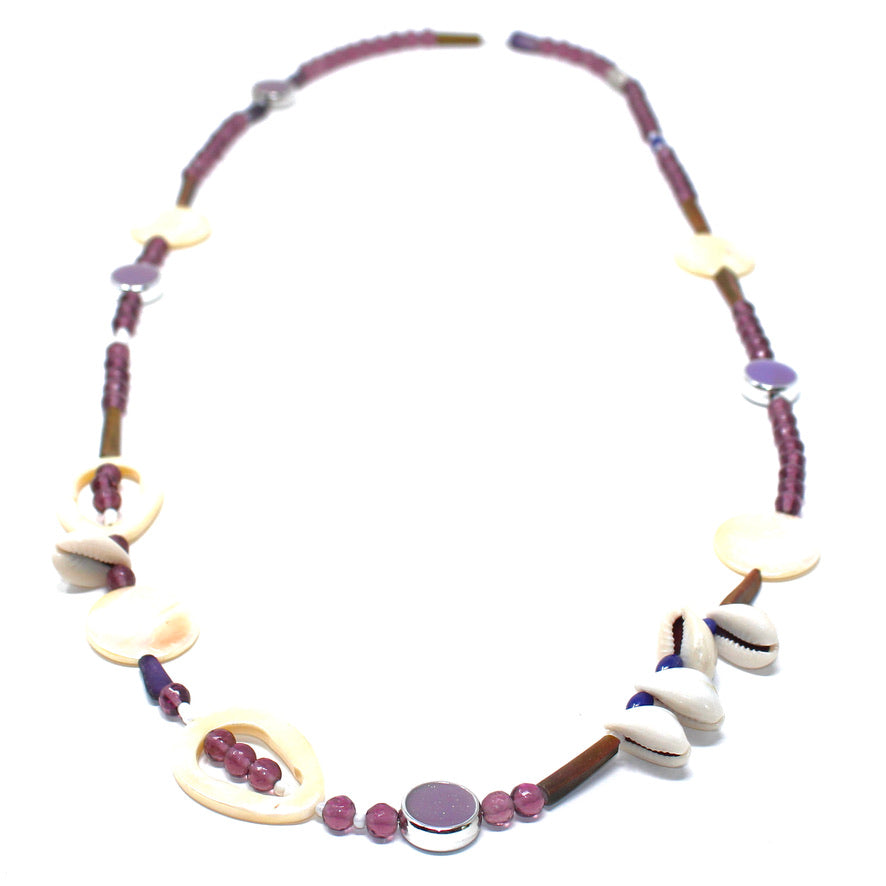 Astria Gypset Mauve Cauri & Nacre - Labelle Ikeya Création Originale - Sautoir