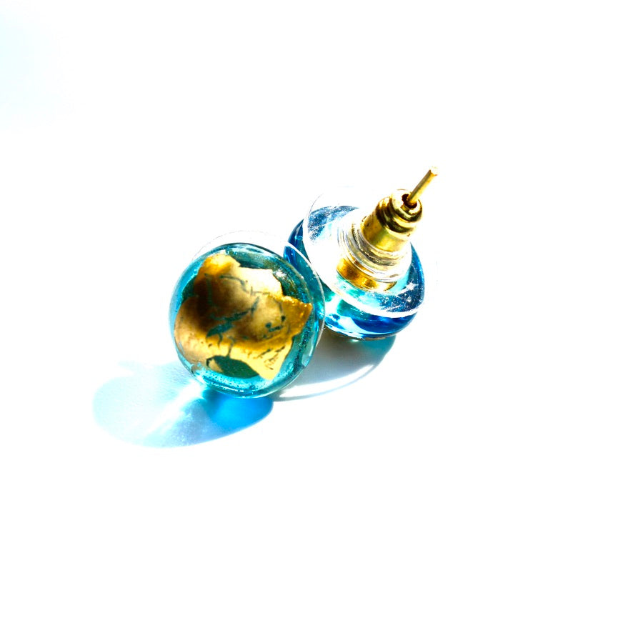 Mini Orion Turquoise Murano - Labelle Ikeya Création Originale - Puce d'oreilles