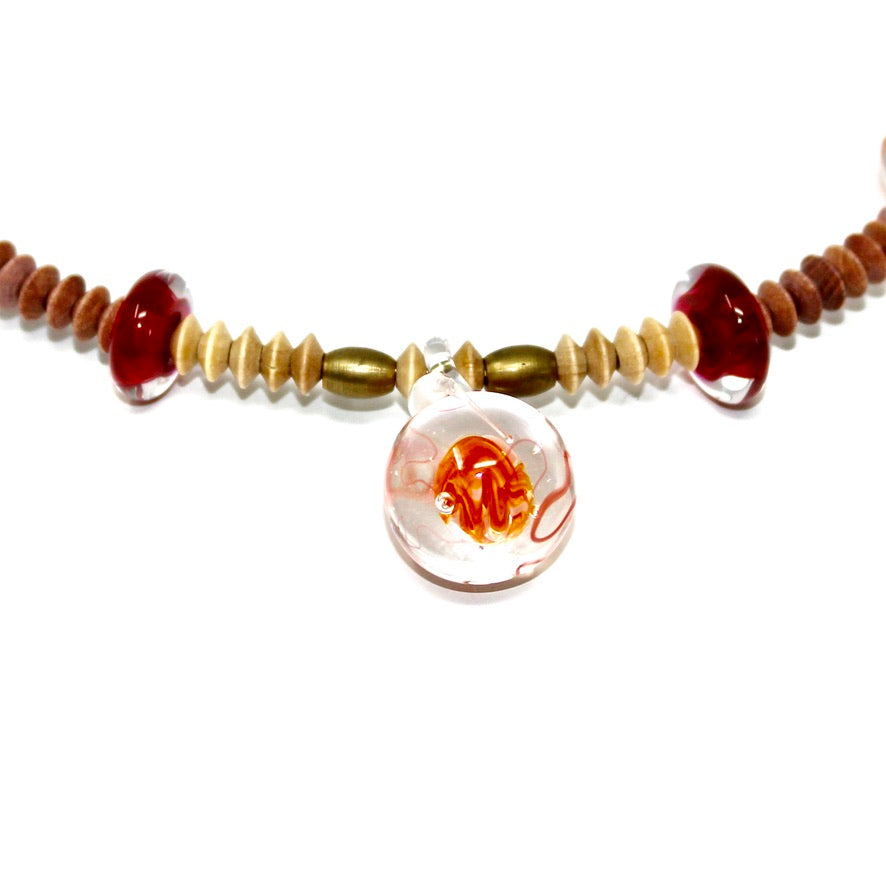Collier Dahlia Orange - Labelle Ikeya Création Originale - Ras de cou