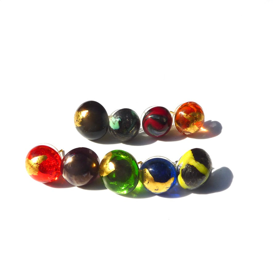 Mars Jaune Puces Murano - Labelle Ikeya Création Originale - Puce d'oreilles