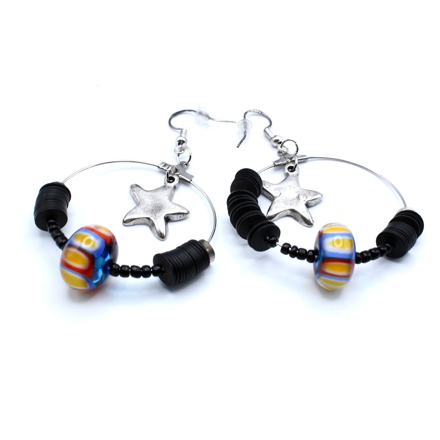Créoles Heishis Samba Murano - Labelle Ikeya Création Originale - Boucles d'oreilles