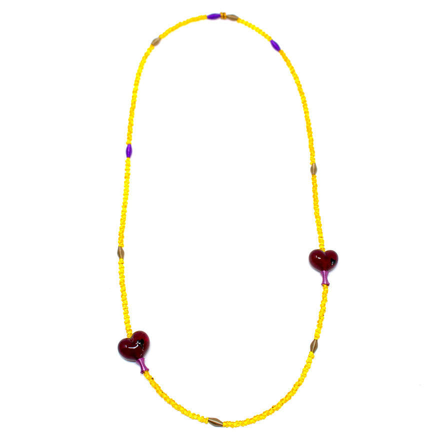 Sautoir Matinée Yellow Cœur Rouge - Labelle Ikeya Création Originale - Sautoir