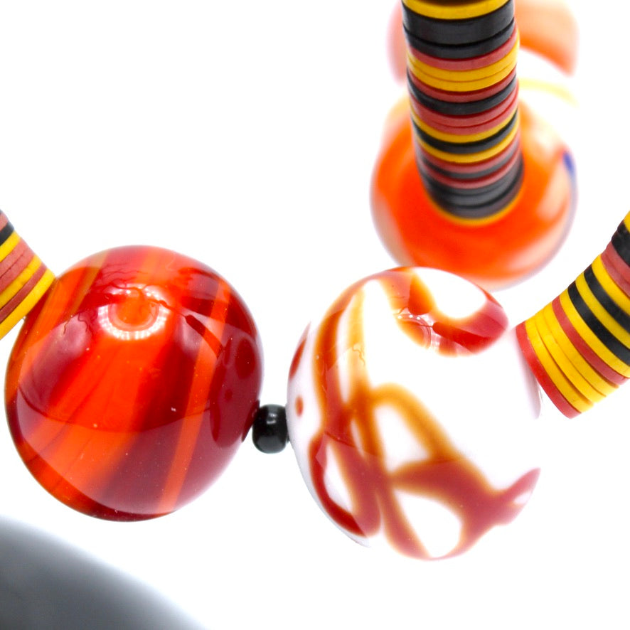 Créoles Asymétriques Heishis Tzyngha Murano - Labelle Ikeya Création Originale - Boucles d'oreilles